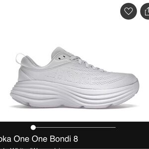 Hoka Bondi 8 White Running Shoe with Gray Insole